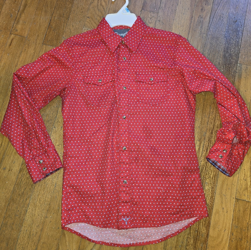 Boys Wrangler Red Pearl Snap shirt Large